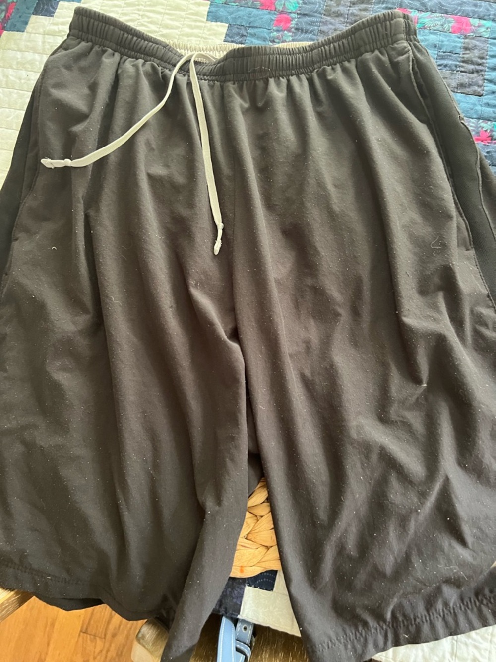 Nike Men's Black Athletic Shorts with White Drawstring